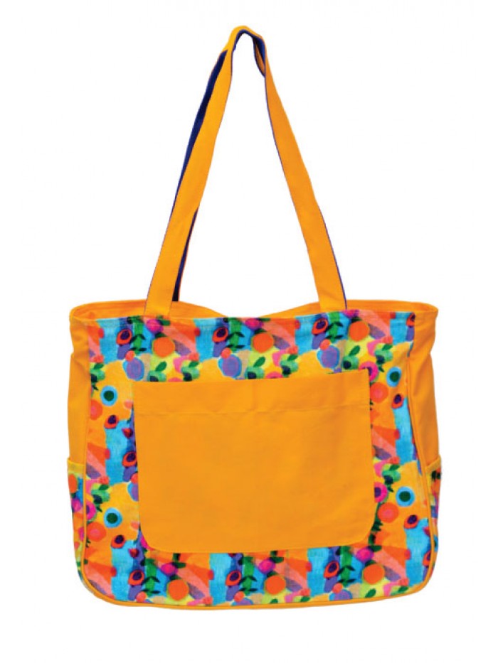 Flower Print Yellow Large Sized Bag